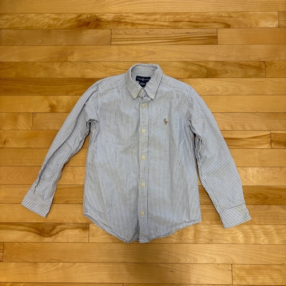 Ralph Lauren button down boy’s dress shirt striped collar church size 7